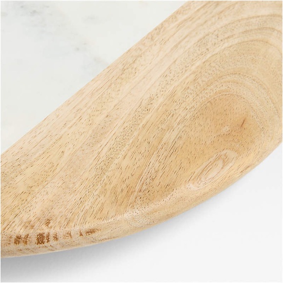 CRATE&BARREL NWT wood and marble lazy Susan - Picture 3 of 7